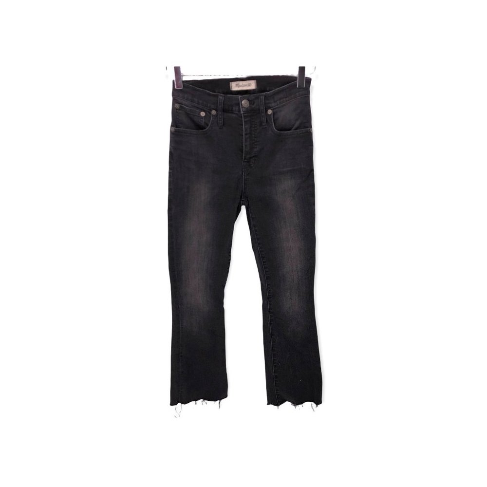 Madewell SZ 24 Cali Demi Boot Berkeley Wash Black Chewed Hem Edition Jeans Pants